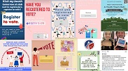 Montage of social media graphics encouraging young people to register to vote, promote voter education, and to advertise voter registration drives and outreach events