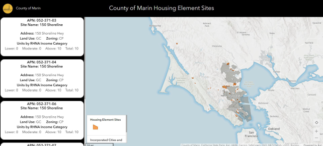 County of Marin Housing Element Sites Map (opens in new window)