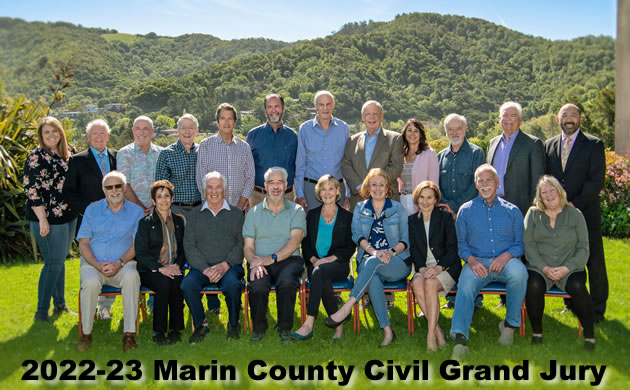 Grand jurors posing for photograph with caption 2022-23 Marin County Civil Grand Jury