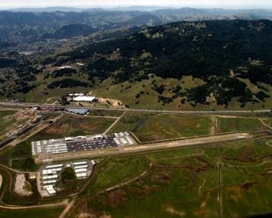 An aerial view of Gnoss Field in Novato