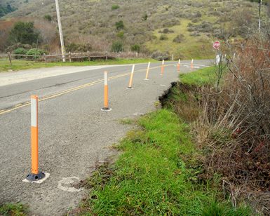 An image showing the deterioration of pavement Muir Woods Road near Mount Tamalpais.
