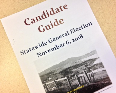The cover of the printed candidate guide for the November 6, 2018, general election