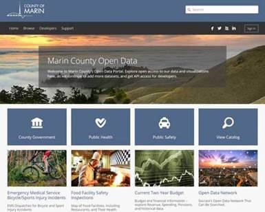 A screengrab of the Marin County Open Data webpage