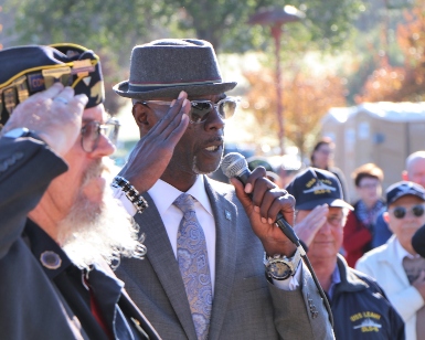 Gulf War veteran Glenn Ross is shown saluting during a Veterans Day ceremony in 2021.