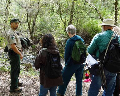Rangers are always eager to speak to parks visitors about safety on open space trails.