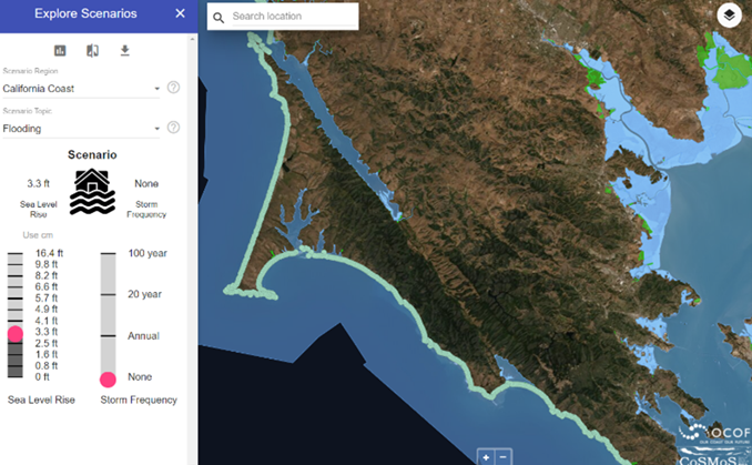 Screenshot of the Our Coast Our Future website. Showing a map of the area.