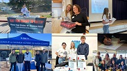 Photo montage of Student Elections Ambassadors at community voter registration drives, the 2023 gala of the League of Women Voters of Marin County, and at an elementary school presentation and mock election