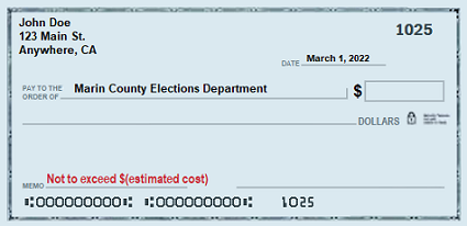 An image of how to fill in a check for a Candidate Statement deposit