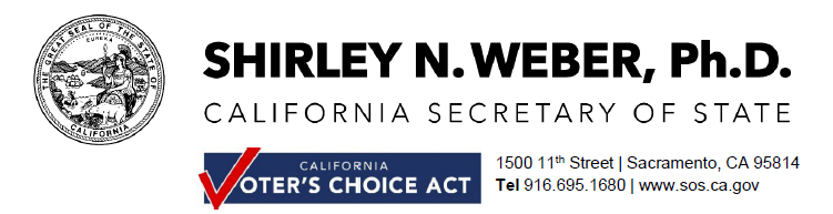 Shirley N. Weber, Ph.D., CA Secretary of State - Voter's Choice Act