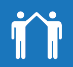 community partnership icon, two stick people holding hands