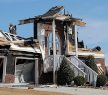 Partially burned house