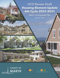 Draft 2023-2031 Marin County Housing Element cover page depicting recent affordable housing projects in the County.