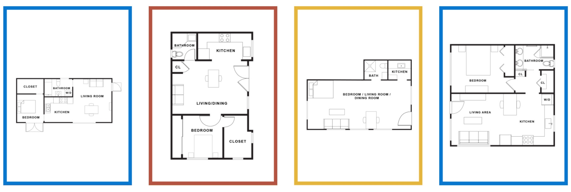 Example floor plans of second units. More found at adumarin.org