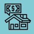 Icon of a house with a dollar bill on top