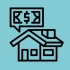 Icon of a house with a dollar bill on top