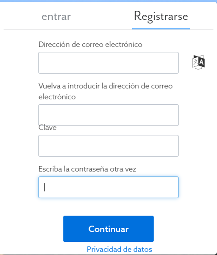 Registration dialog box example