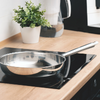 Pan on an induction stove top. 