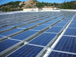 The solar array located on the roof of the Health and Human Services Bldg.