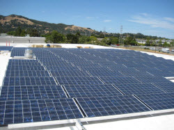 The solar array on the roof of the Health and Wellness Campus