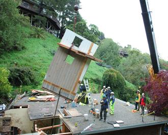 Rescue efforts after a mud slide.