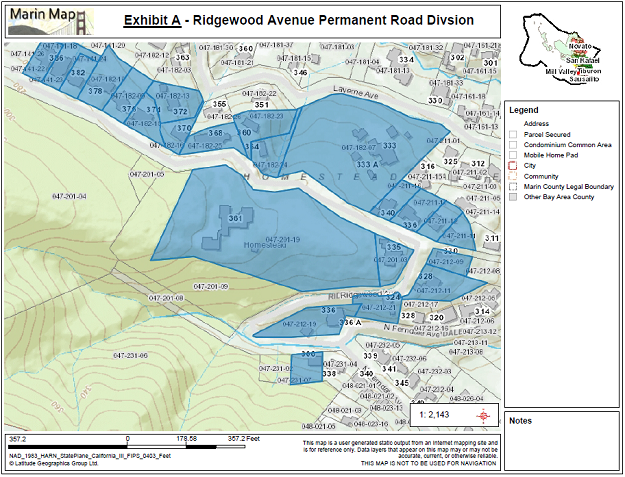 Map of the Ridgewood Avenue Permanent Road Division Area