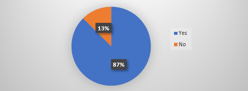 Pie Chart - 87% Yes, 13% No