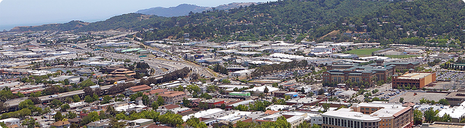Downtown San Rafael fromnearby hill