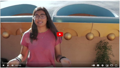 Image of teen girl standing in front of the Marin County Civic Center