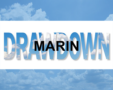 Drawdown: Marin logo with clouds and blue sky in the background