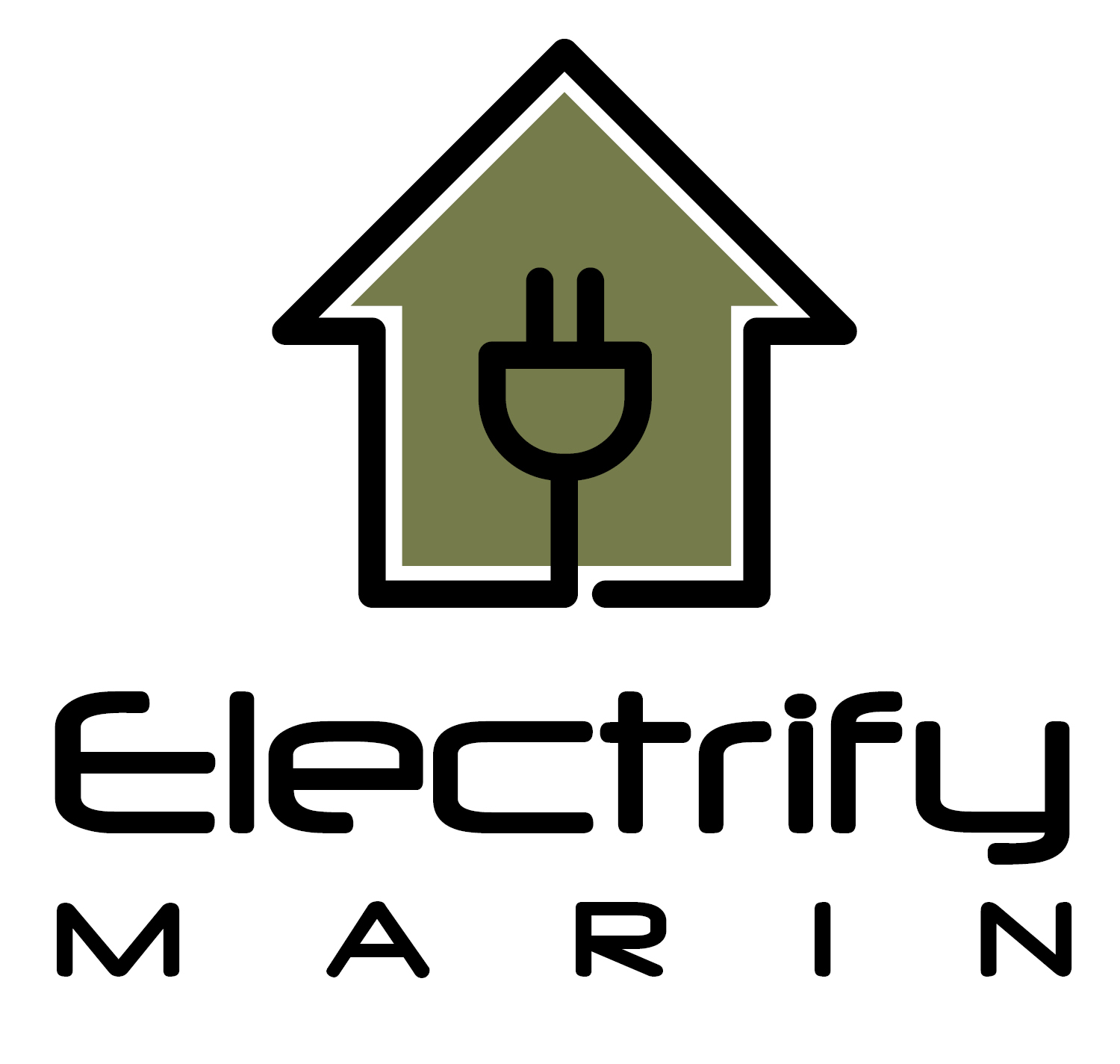 Electrify Marin logo, with a power plug inside a house