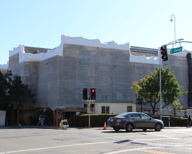 An exterior view of the Centertown affordable housing complex that is under construction in downtown San Rafael.