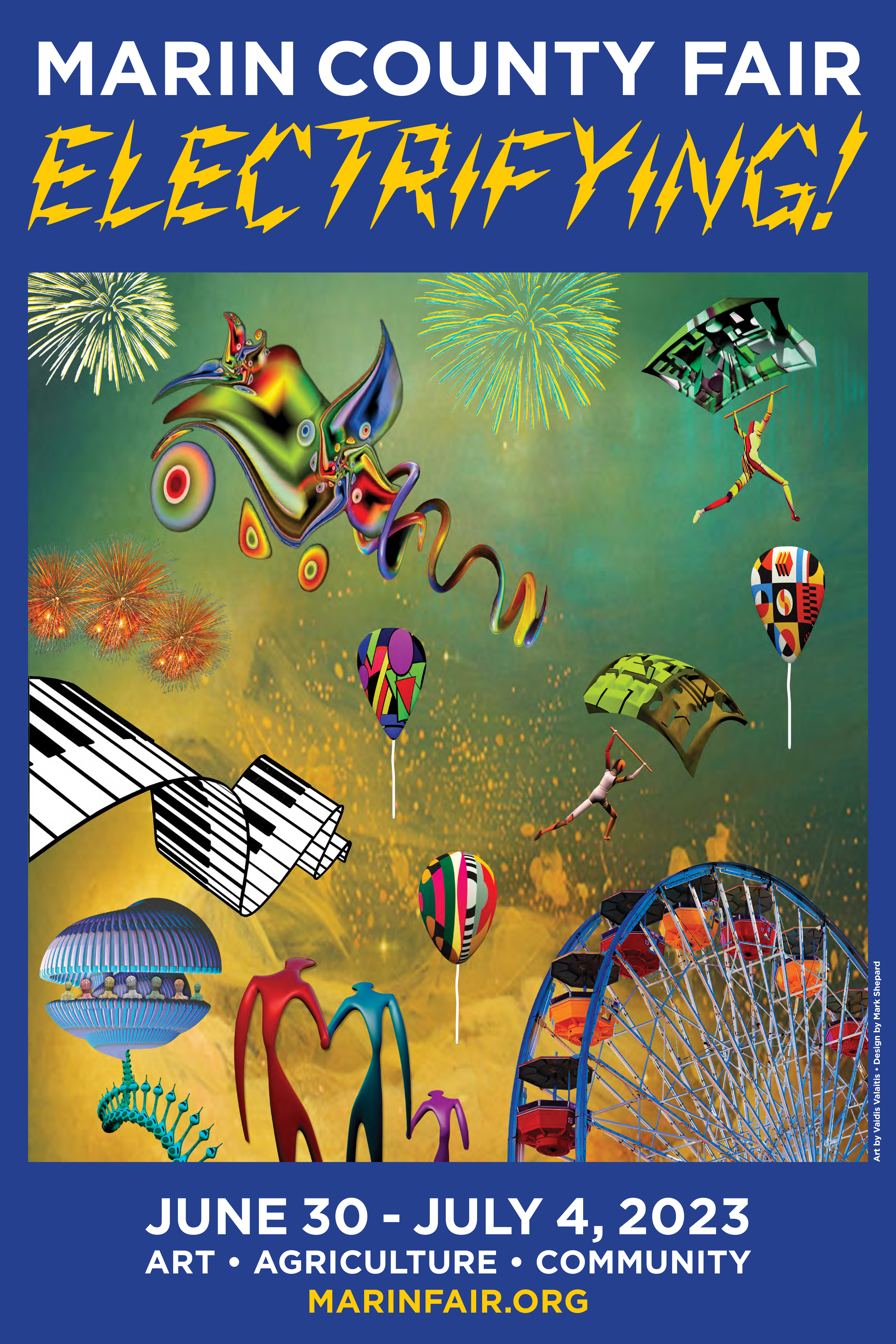 Full size 2023 Marin County Fair promotional artistic poster.