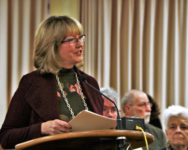 District Attorney Lori E. Frugoli speaks to the Board of Supervisors during a meeting in 2020.