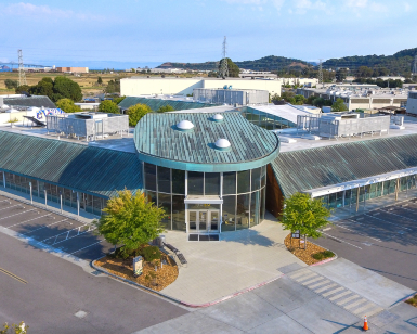 An aerial view of the Marin Health and Wellness Center on Kerner Boulevard in San Rafael