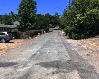A deteriorated section of Van Tassle Road in Sleepy Hollow.