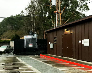 An exterior view of the renovated pump station at the Cove Shopping Center in Tiburon.