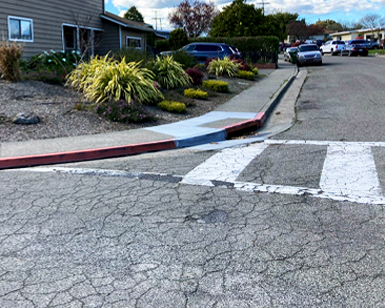 A closeup view of deteriorated pavement that will be rehabilitated in the Loma Verdes neighborhood of Novato.
