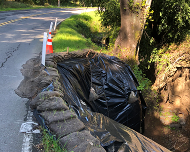 View of slide repair project site on Lucas Valley Road