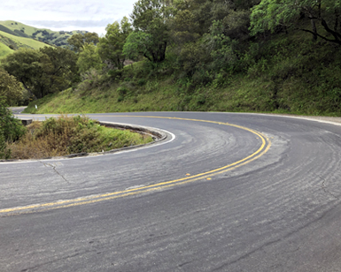 A view of the hairpin turn on Lucas Valley Road.