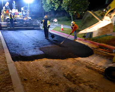 A construction crew works on Drake Avenue in Marin City.