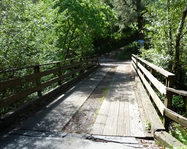 A view of the Mountain View Road Bridge across Lagunitas Creek.