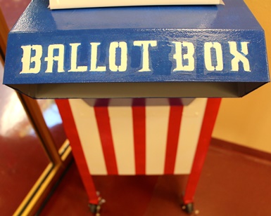 The ballot box inside the Elections Office.
