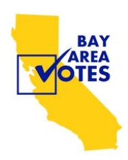 Artistic graphic says Bay Area Votes over a map of the State of California