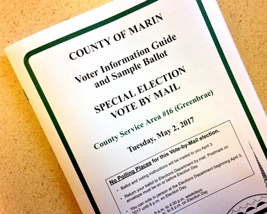 A copy of the voter information guide for the May 2, 2017, special election in Greenbrae.