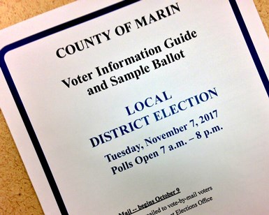 A close-up view of the Voter Information Guide for the November 7 election.