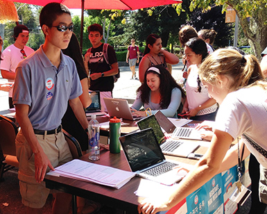 College Students register to vote on the Dominican University Campus