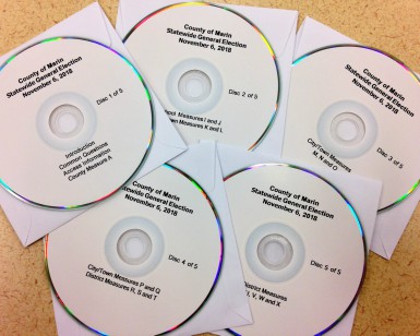 Five audio CDs contain voter information for the November 6, 2018, general election.