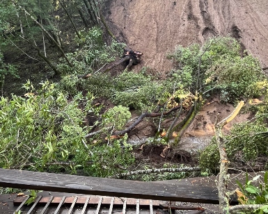 A view of a mudslide on a Marin County property