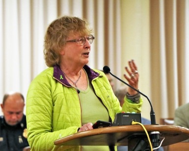 Maya Gladstern, President of the Marin County Mental Health Board, promotes Mental Health Awareness Month before the Board of Supervisors on May 7, 2019.