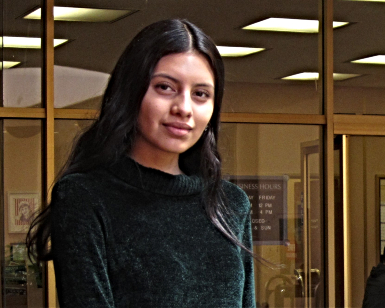 Jennifer Flores, shown inside the Civic Center, served as a victim/witness intern in the District Attorney’s Office.